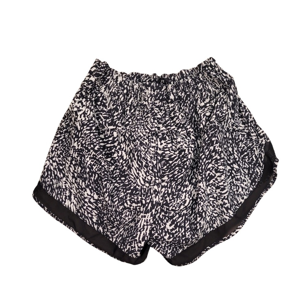 Athleta Printed Mesh Racer Run Short 4 Black White Abstract Print Womens Medium